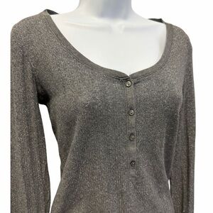 Victoria's Secret Metallic Gray Long Sleeve Top
